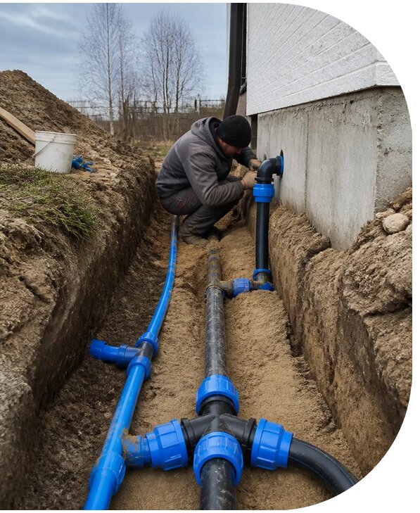 Монтаж наружного водопровода на участке под ключ в Благовещенске